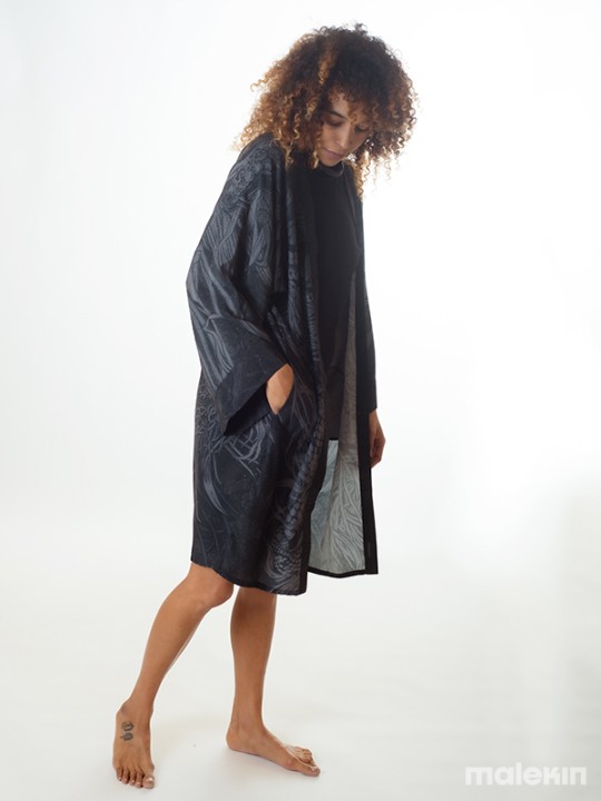 KUSEN BLACK LONG KIMONO