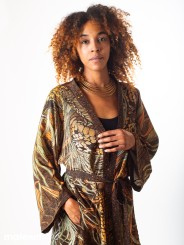 KUSEN DARK LONG KIMONO