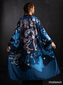 NEKO BLUE EXTRA LONG KIMONO