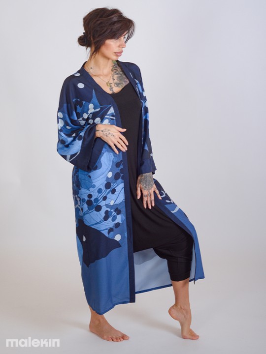 NEKO BLUE EXTRA LONG KIMONO