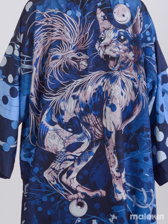 NEKO BLUE EXTRA LONG KIMONO