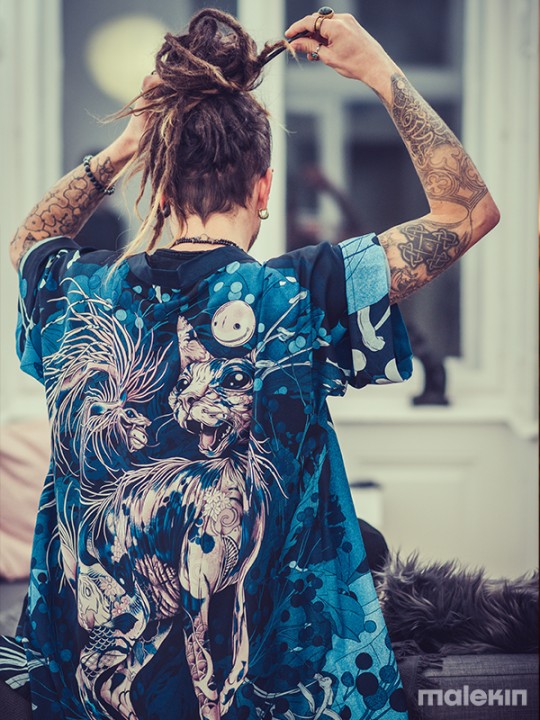 NEKO BLUE SHORT KIMONO