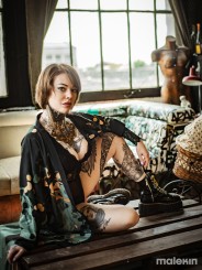 NEKO GREEN EXTRA LONG KIMONO