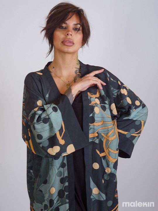 NEKO GREEN EXTRA LONG KIMONO