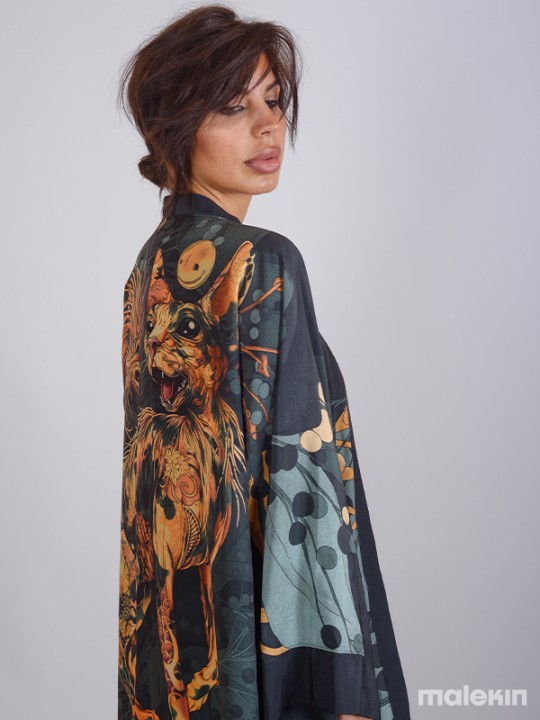 NEKO GREEN EXTRA LONG KIMONO