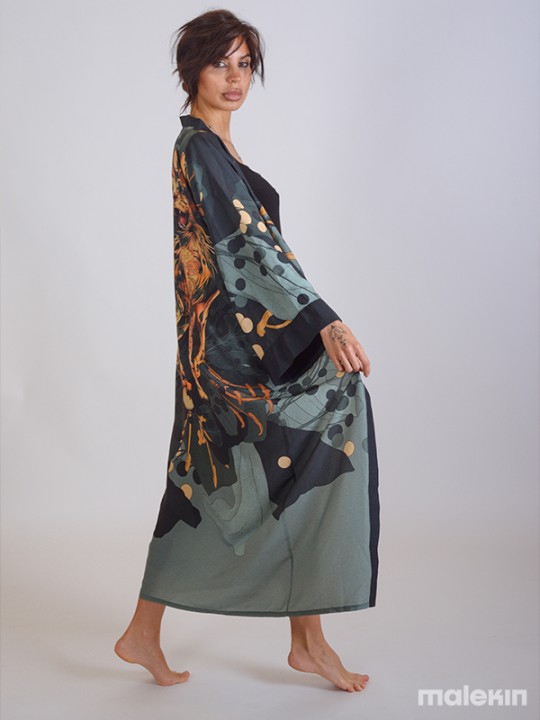 NEKO GREEN EXTRA LONG KIMONO