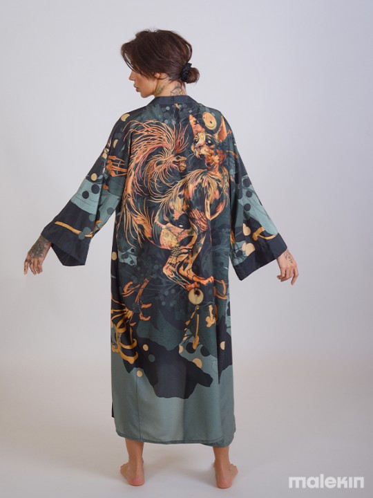 NEKO GREEN EXTRA LONG KIMONO