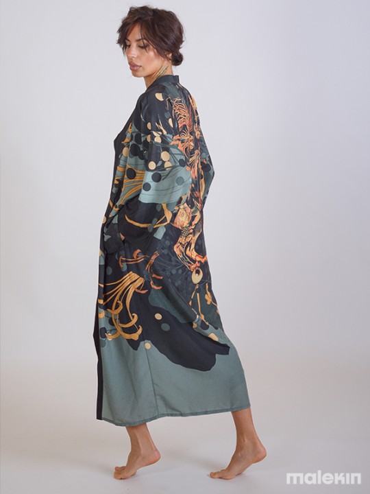 NEKO GREEN EXTRA LONG KIMONO