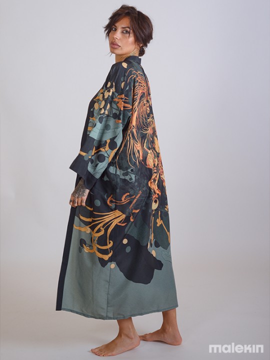 NEKO GREEN EXTRA LONG KIMONO