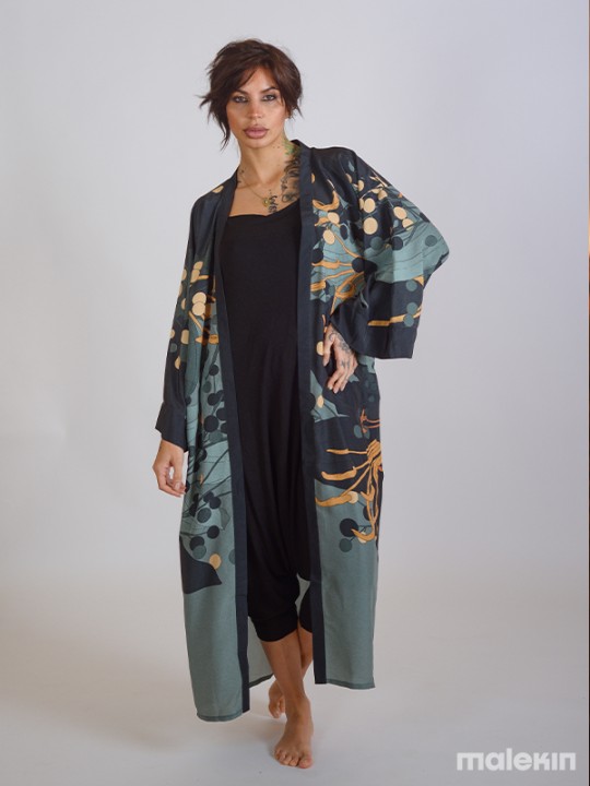 NEKO GREEN EXTRA LONG KIMONO