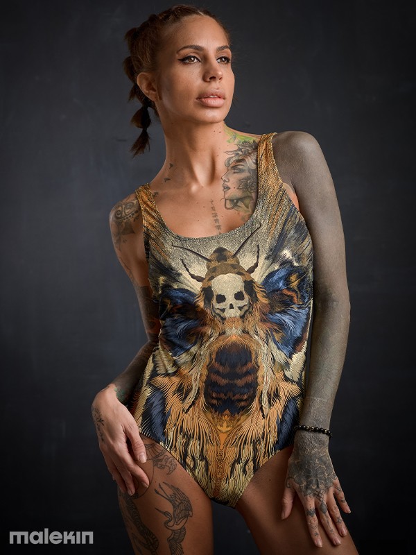 SHINOGA DARK DEEP CUT SWIMSUIT