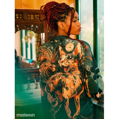 NEKO GREEN LONG KIMONO