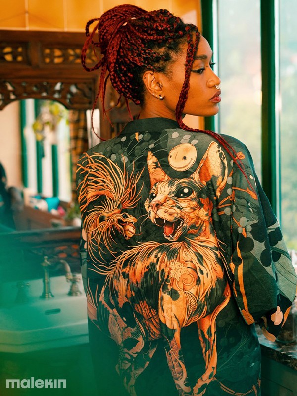 NEKO GREEN LONG KIMONO