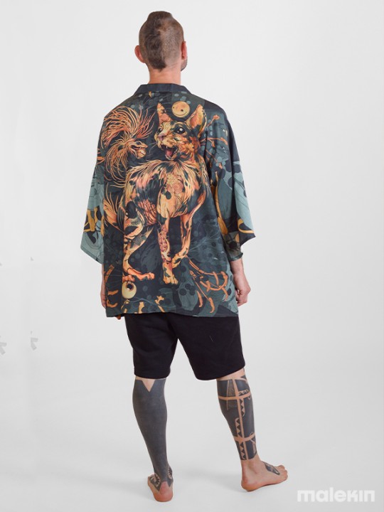 NEKO GREEN SHORT KIMONO