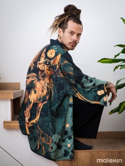 NEKO GREEN SHORT KIMONO