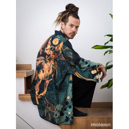 NEKO GREEN SHORT KIMONO