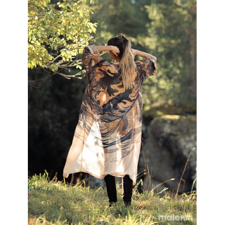 OKAMI DARK EXTRA LONG KIMONO