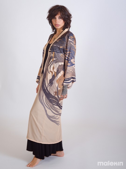 OKAMI DARK EXTRA LONG KIMONO