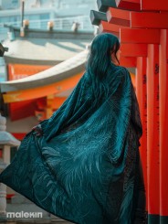 KUSEN BLACK EXTRA LONG KIMONO