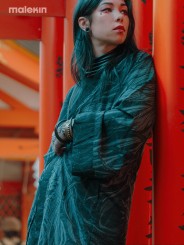 KUSEN BLACK EXTRA LONG KIMONO