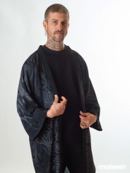 KUSEN BLACK EXTRA LONG KIMONO