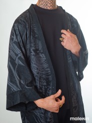 KUSEN BLACK EXTRA LONG KIMONO