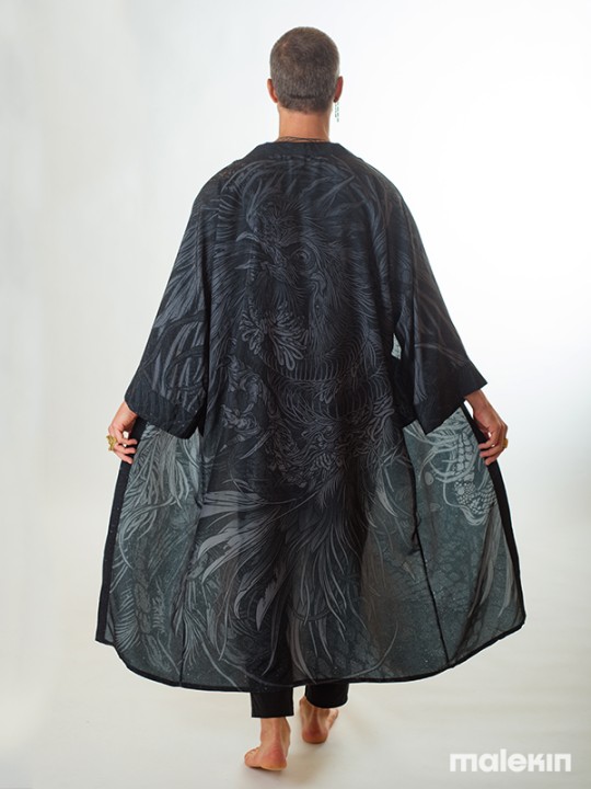 KUSEN BLACK EXTRA LONG KIMONO