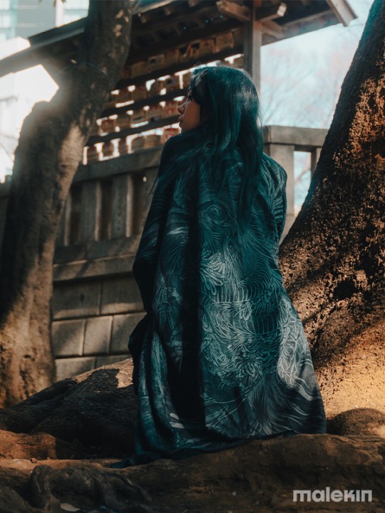 KUSEN BLACK EXTRA LONG KIMONO